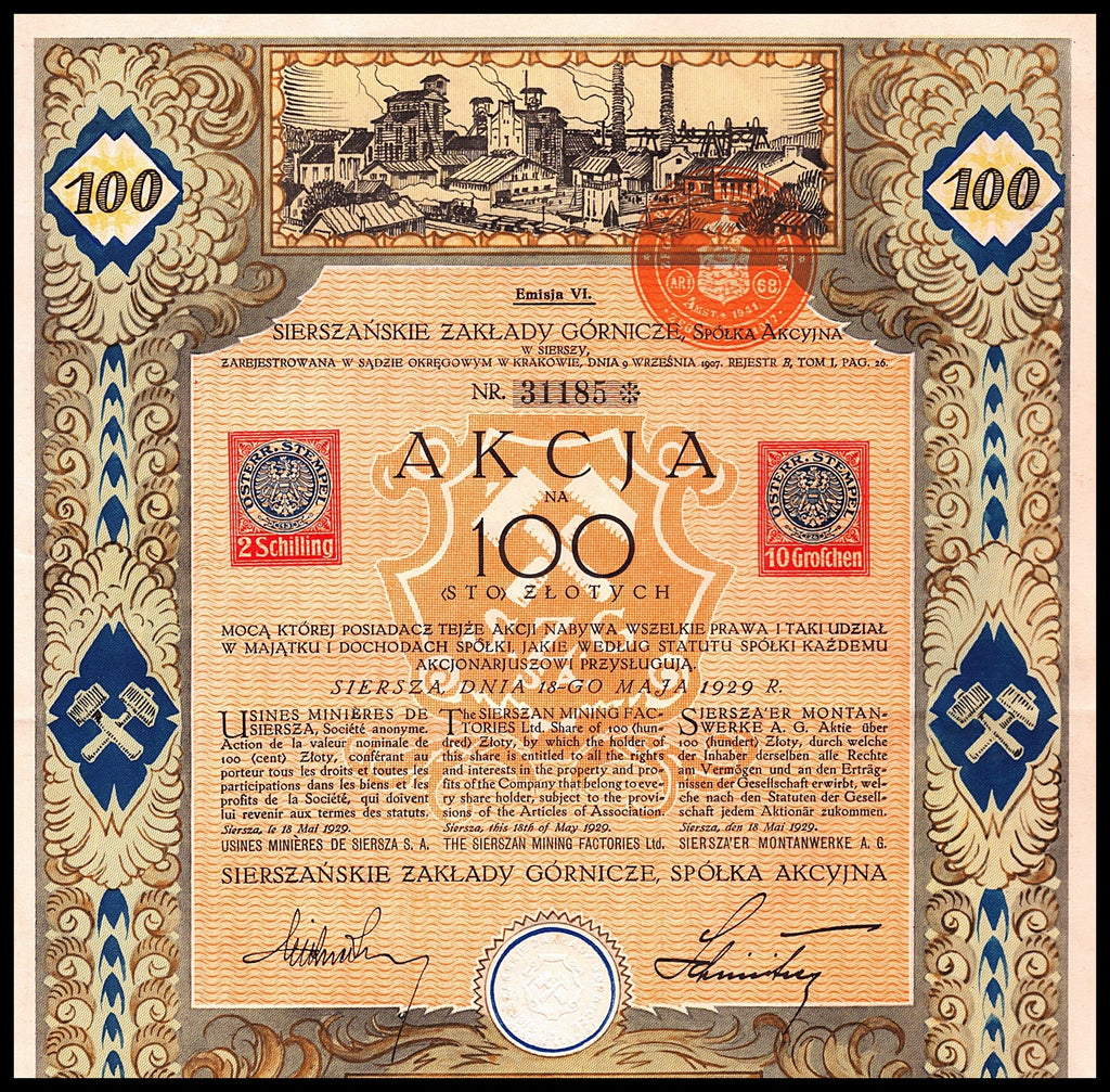 Sierszanskie Zaklady Gornicze 1929 Poland Mining Company