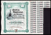 A vintage Banco Oriental de Mexico stock certificate page with ornate green border printing, shown alongside a sheet of matching printed stock tickets on a black background.