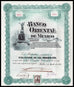 Banco Oriental de Mexico Sociedad Anonima 1909 Stock Certificate