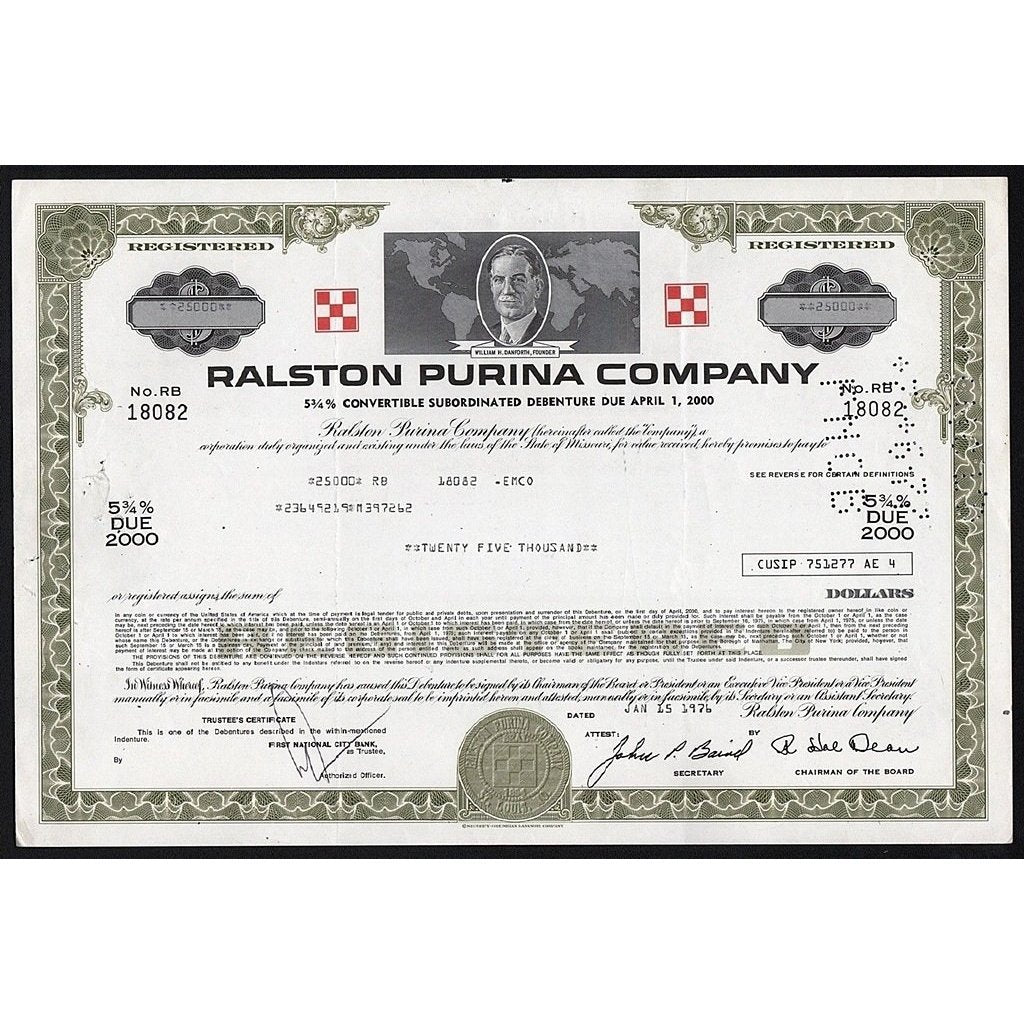 Ralston Purina Company Stock Certificate
