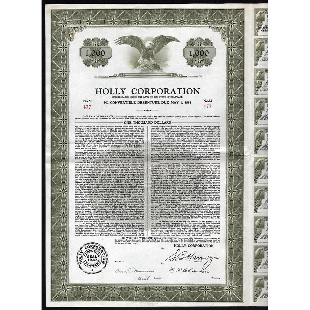 Holly Corporation Stock Certificate