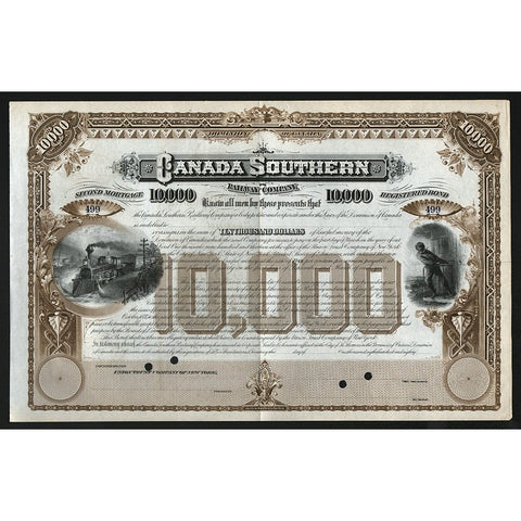 Canada Southern Railway Company 1880 Stock Bond Certificate