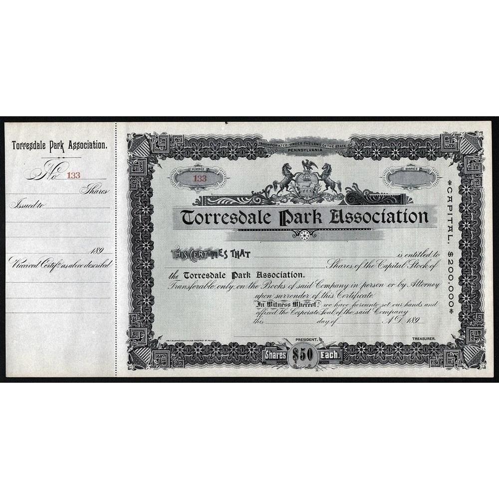 Torresdale Park Association Stock Certificate