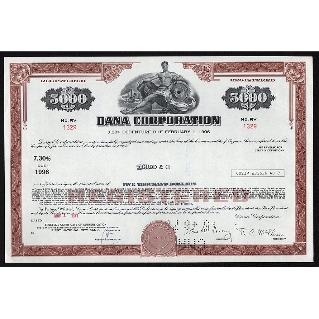 Dana Corporation Virginia Stock Bond Certificate