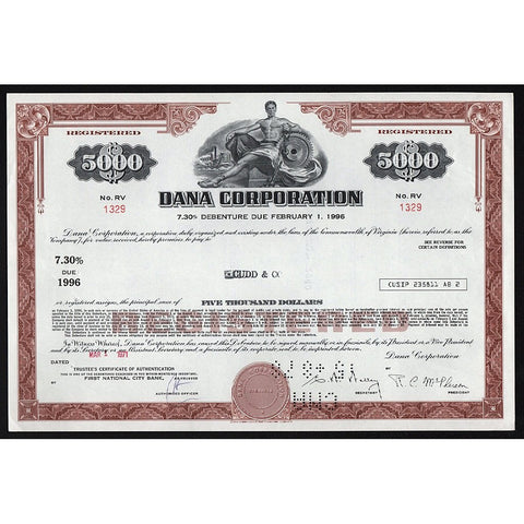 Dana Corporation Virginia Stock Bond Certificate