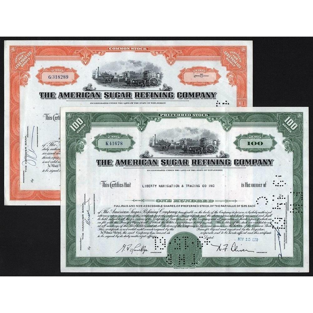 The American Sugar Refining Company Stock Certificate