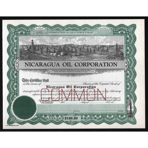 Nicaragua Oil Corporation Stock Certificate