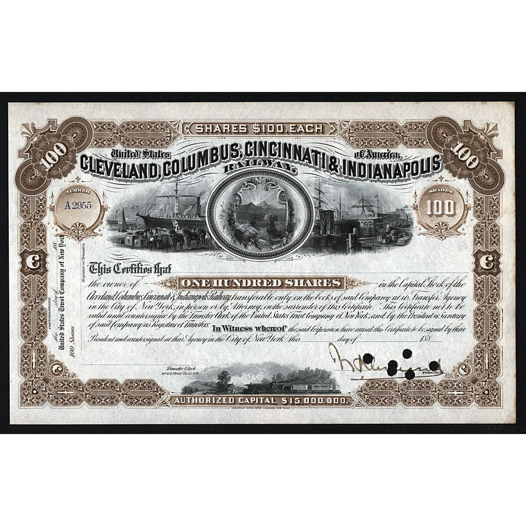 Cleveland, Columbus, Cincinnati & Indianapolis Railway Stock Certificate