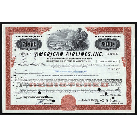 American Airlines, Inc. Debenture Bond Stock Certificate