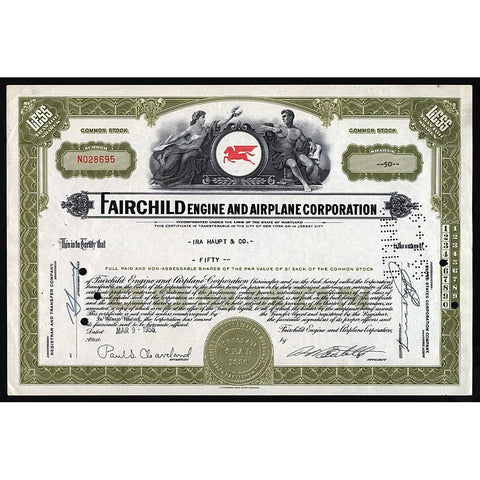 Fairchild Engine and Airplane Corporation Stock Certificate
