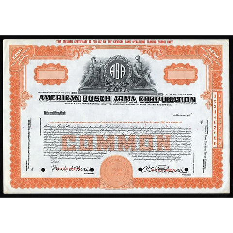 American Bosch Arma Corporation (Specimen) Stock Certificate