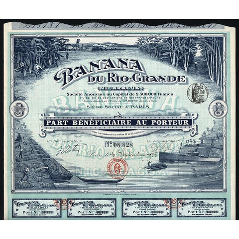 Banana du Rio-Grande (Nicaragua) 1913 Stock Bond Certificate