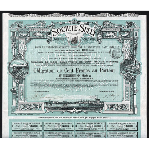 Societe Sully Societe Anonyme France 1911 Stock Certificate
