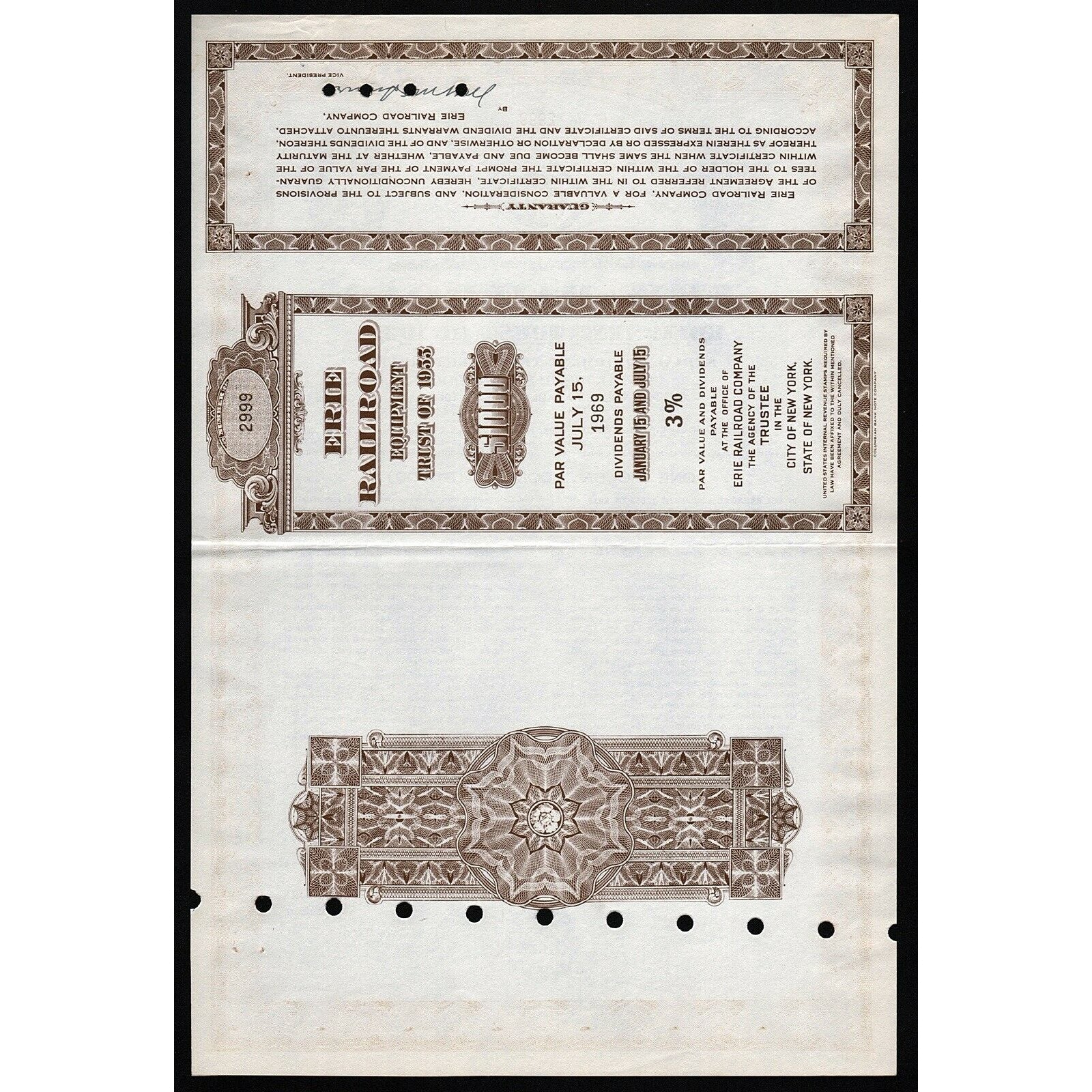 Erie Railroad Equipment Trust New York Stocl Trust Certificate