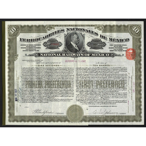 1921 Ferrocarriles Nacionales de Mexico (National Railways of Mexico) - 2000 Gold Bond Certificate