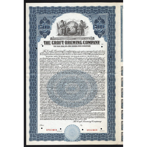 The Croft Brewing Company (Specimen) Brewery Bond Certificate