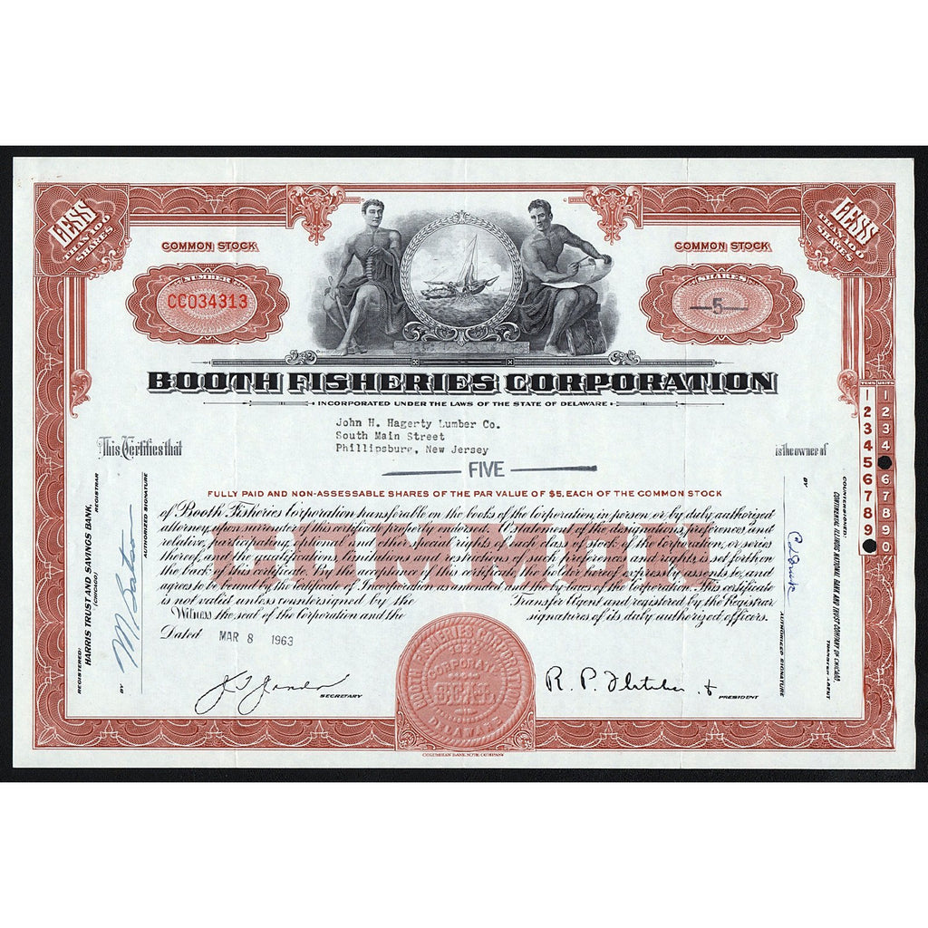 Booth Fisheries Corporation Fishing Stock Certificate