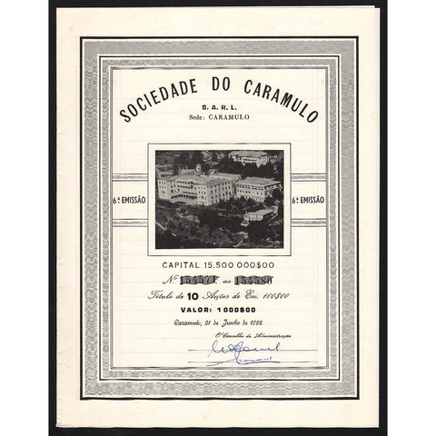 Sociedade do Caramulo Portugal Stock Certificate