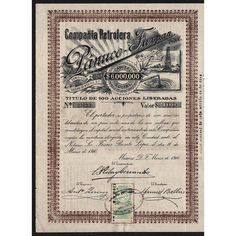 Compania Petrolera Panuco-Fuxpan 1916 Mexico Stock Certificate