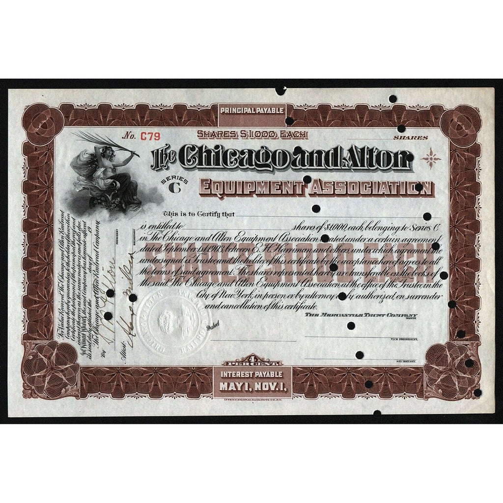The Chicago and Alton Equipment Association Stock Certificate