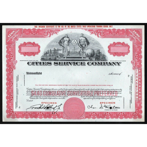 Cities Service Company (Specimen) Stock Bond Certificate