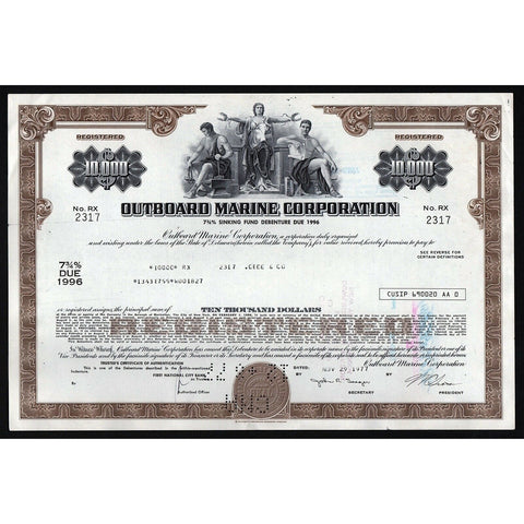 Outboard Marine Corporation Stock Bond Debenture Certificate