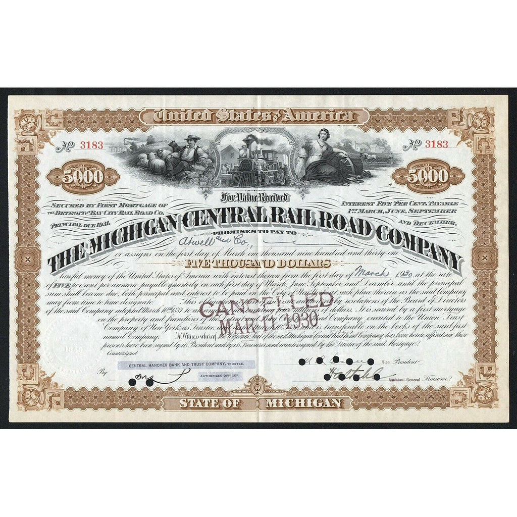 The Michigan Central Railroad Company Mortgage Bond Certificate