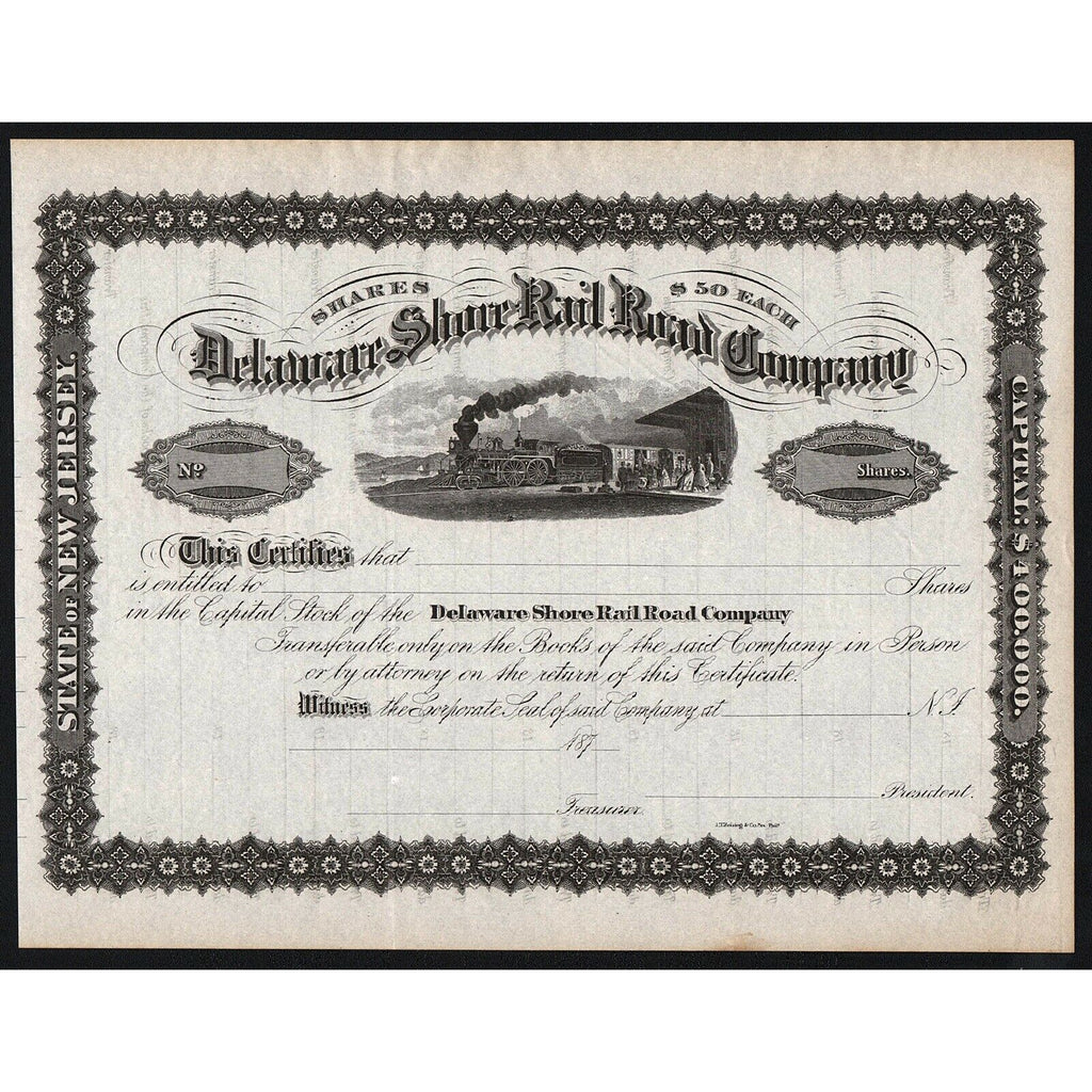 Delaware Shore Rail Road Company Stock Certificate