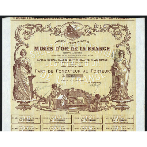 Societe d'Exploitation des Mines d'Or de la France Societe Anonyme Stock Certificate
