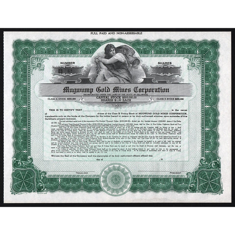 Mugwump Gold Mines Corporation Stock Certificate