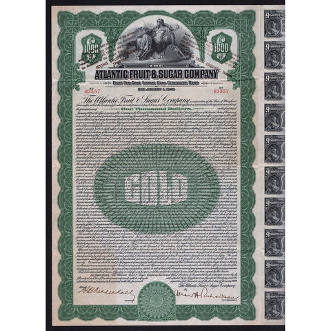 The Atlantic Fruit & Sugar Company 1924 Maryland Gold Bond Certificate