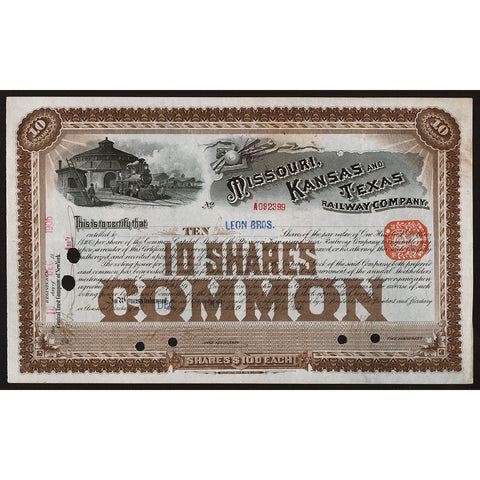 Missouri, Kansas and Texas Railway Company Stock Certificate