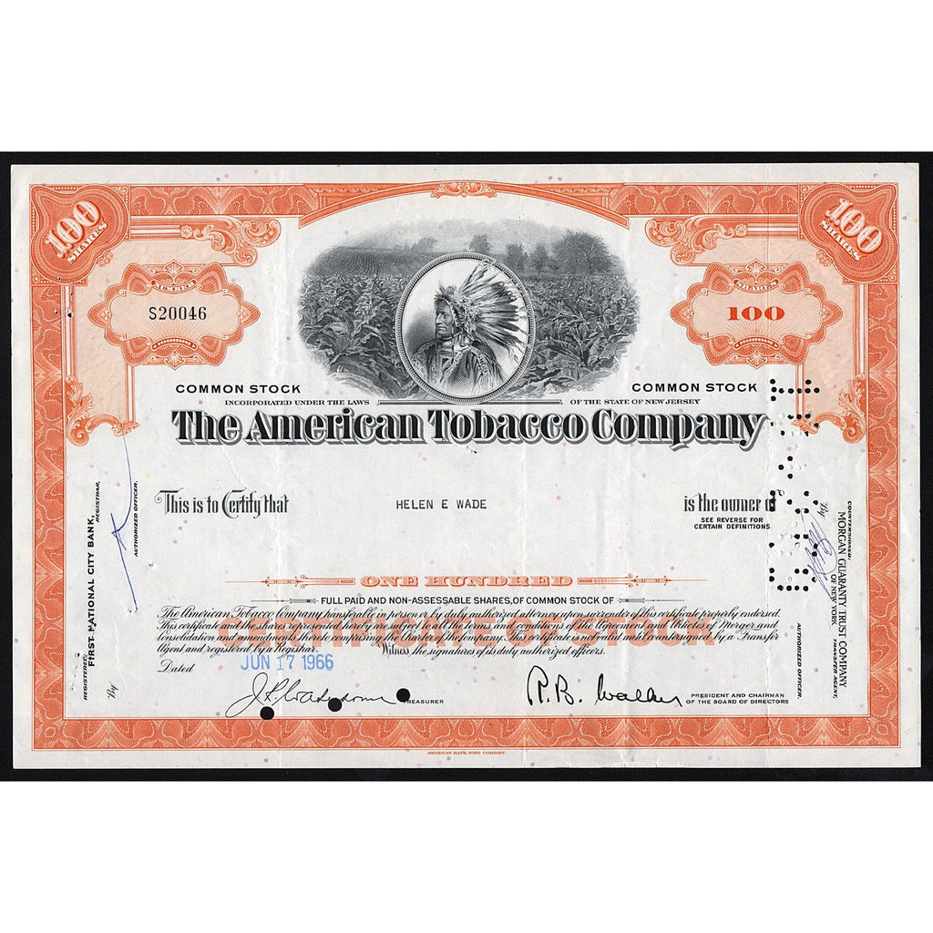 The American Tobacco Company Stock Certificate