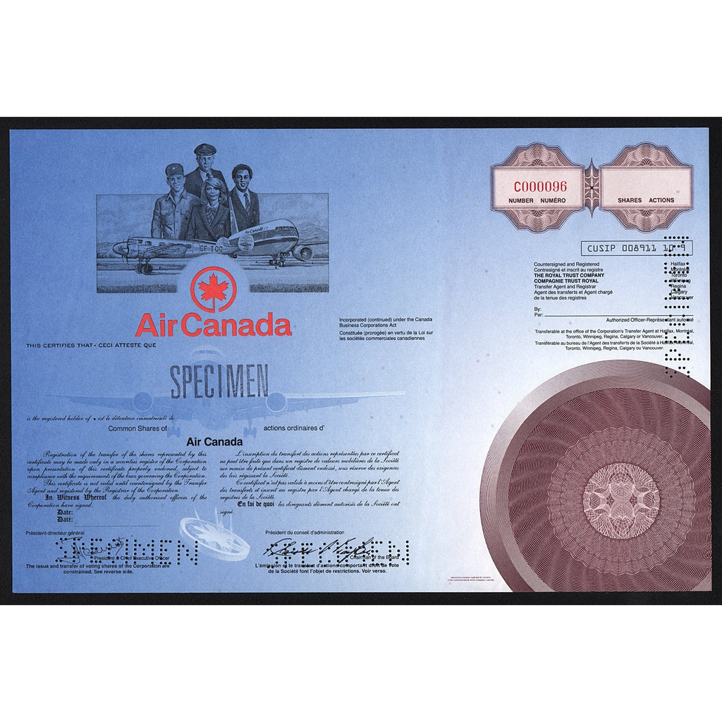 Air Canada (Specimen) Stock Certificate
