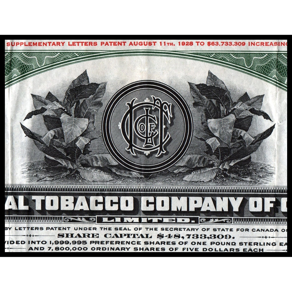 imperial tobacco company Imperial Tobacco Company of Canada Montreal 1929 Stock Certificate – Artonpapers imperial tobacco company Imperial Tobacco Company of Canada Montreal 1929 Stock Certificate – Artonpapers