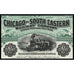 Chicago and South Eastern Railway Company Indiana Bond Certificate