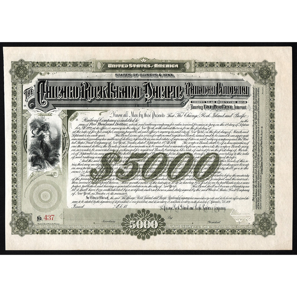 The Chicago, Rock Island and Pacific Railway Company Bond Certificate