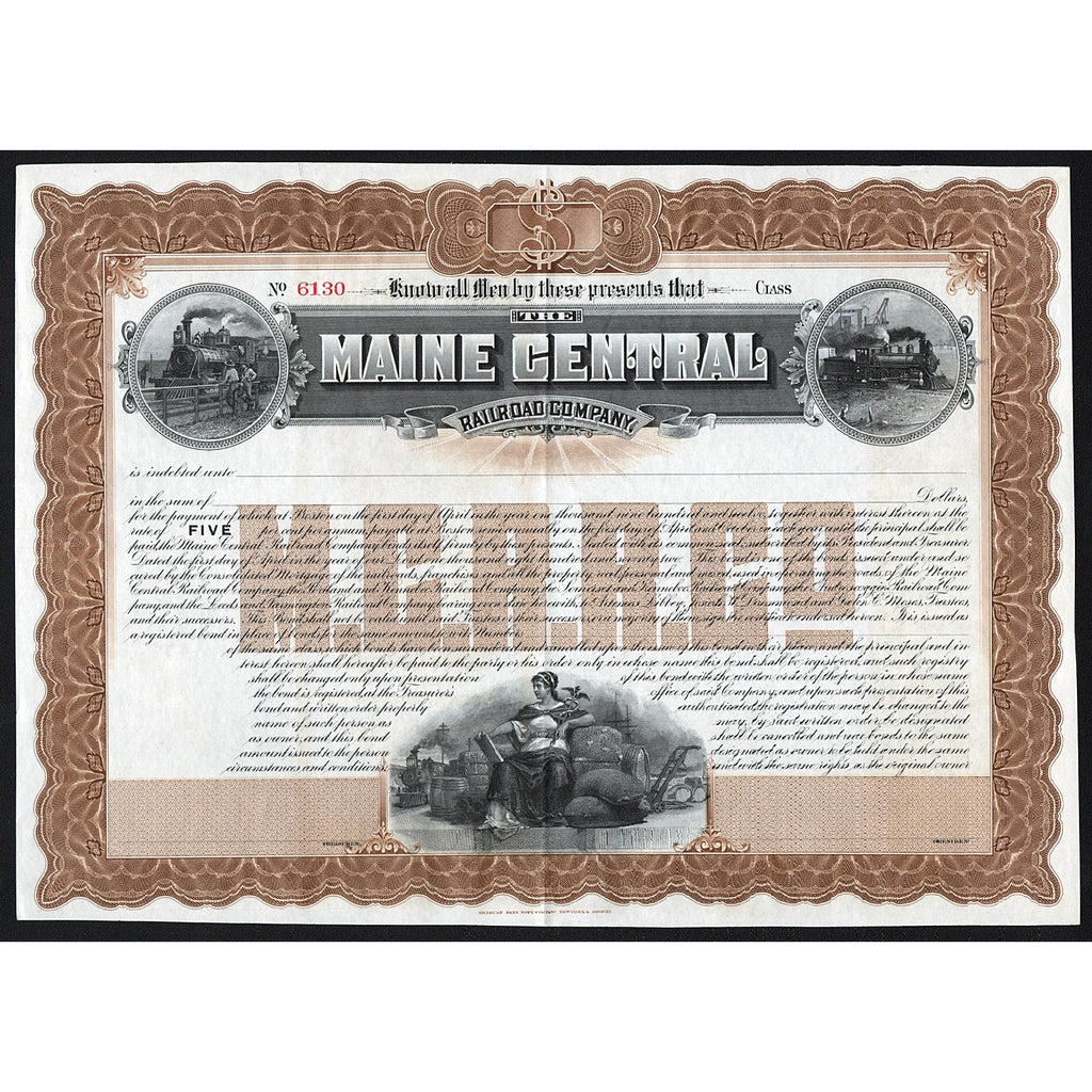 The Maine Central Railroad Company Bond Certificate