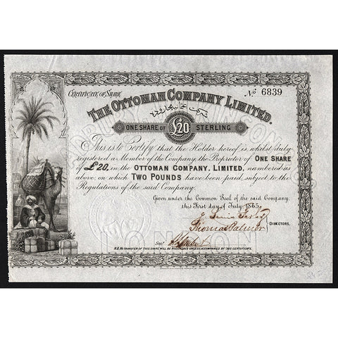The Ottoman Company Limited 1865 Stock Certificate