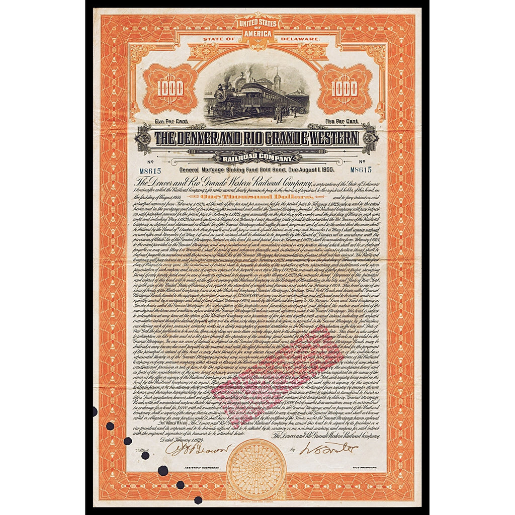 The Denver and Rio Grande Western Railroad Company Bond Certificate
