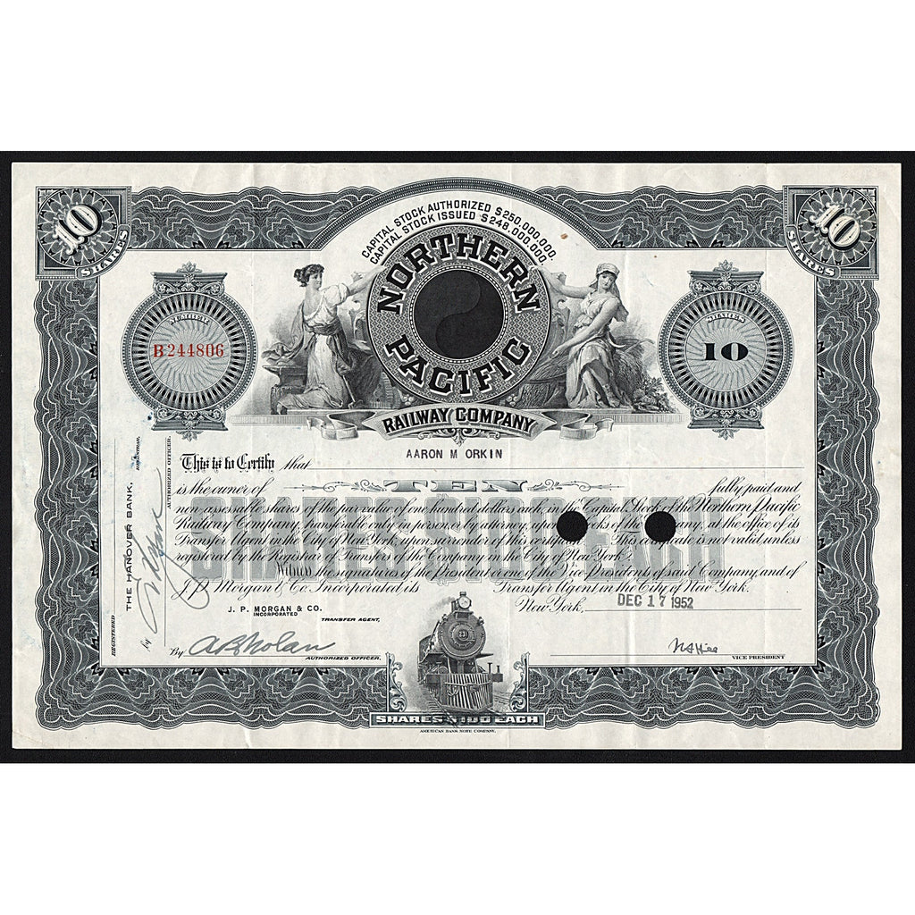 Northern Pacific Railway Company New York Stock Certificate