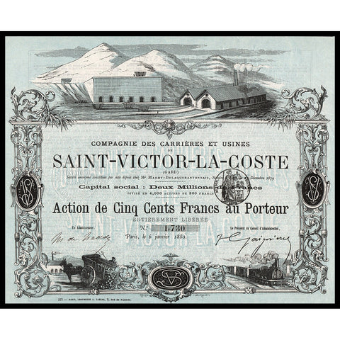 Compagnie des Carrieres et Usines de Saint-Victor-La-Coste (Gard) 1880