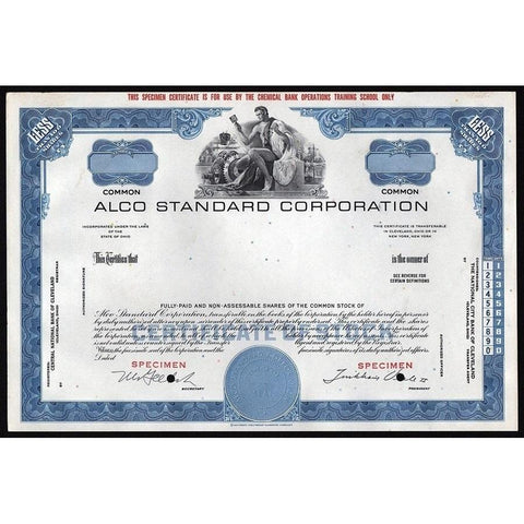 Alco Standard Corporation (Specimen) Stock Certificate