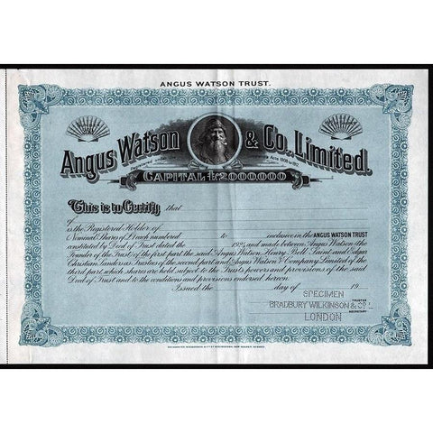 Angus Watson & Co., Limited (Specimen) Stock Certificate