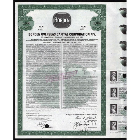 Borden Overseas Capital Corporation N.V. (Netherlands Antilles) Stock Certificate