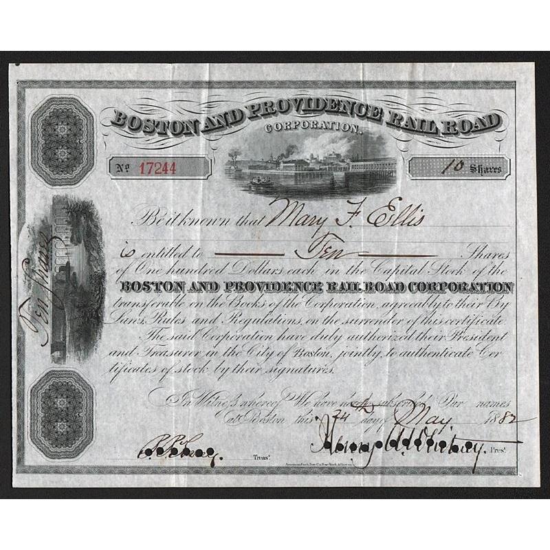 Boston and Providence Rail Road Corporation Stock Certificate