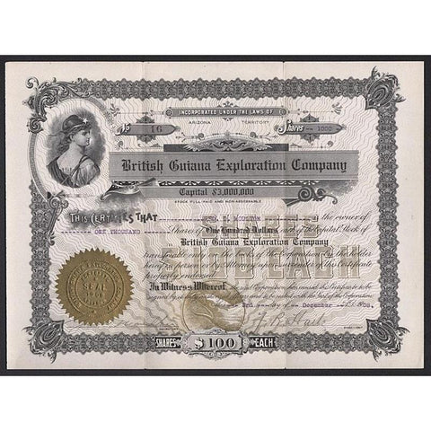 British Guiana Exploration Company Stock Certificate