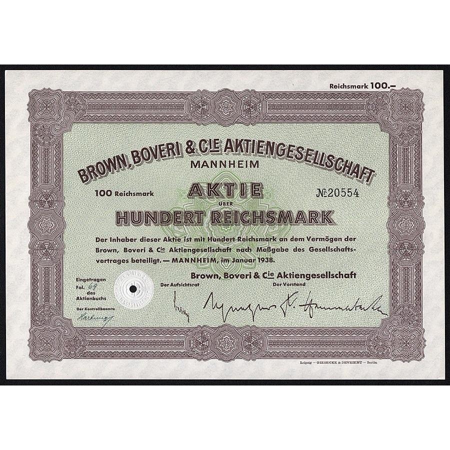 Brown, Boveri & Cie Aktiengesellschaft, Mannheim Stock Certificate