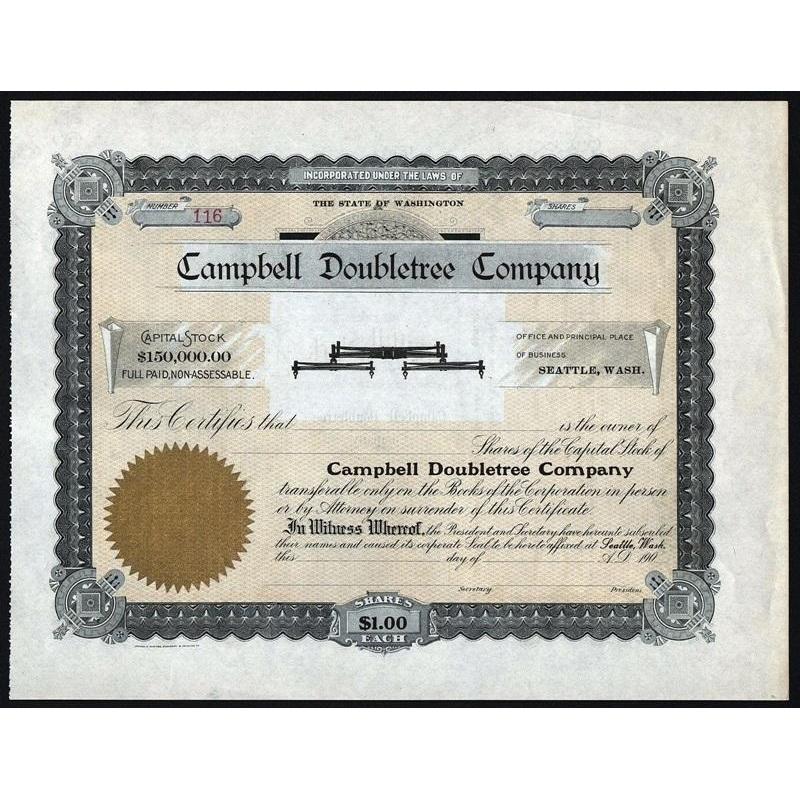 Campbell Doubletree Company (Horse Tree Harness Vignette) Stock Certificate