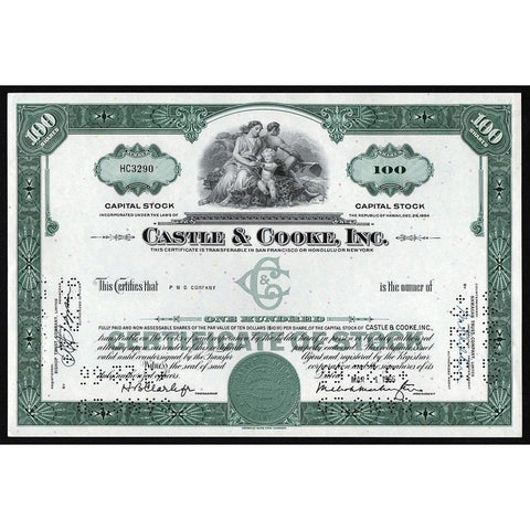 Castle & Cooke, Inc. (Hawaii) Stock Certificate